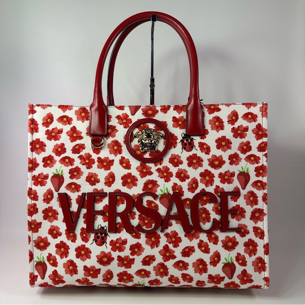NEW! Large Versace Medusa Strawberry Fields Tote - Picture 1 of 13